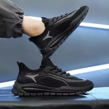 Fashion PARZIVAL New Spring Summer Casual Shoes Men Sneaker Trendy Breathable Running Shoes Comfortable Mesh Men Shoes Zapatos Hombre 39 чёрный