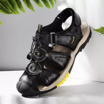 Fashion PARZIVAL Summer Men s Sandals Outdoor Non-slip Man Beach Sandals Handmade Genuine Leather Male Shoes Fashion Roman Sneakers 38 темно-коричневого