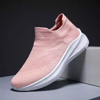 Мода PARZIVAL Женская повседневная обувь Мужские массивные кроссовки-носки Слипоны Мужская прогулочная обувь Сверхлегкие вязаные повседневные мокасины Женская обувь 36 чёрный