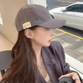 Fashion Patch Baseball Cap Female Easiest for Match Face-Looking Small Spring and Summer Sun Protection Retro Korean Type Casual Peaked Cap Men C2016 patch OUT baseball cap Gray M(56-58cm)