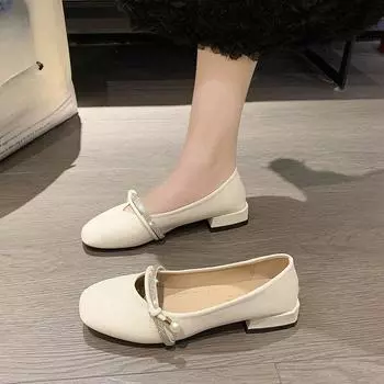 Fashion Patent Leather Mary Jane Shoes Female Retro Block Heel Square Toe Work Pumps 2024 New One-Word Buckle Strap Mid-Heel High Heels 35 хаки