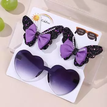 fashion peaches sunglasses hair clip set delicate butterfly hair bangs hairpin kids lovely headwear gift sets