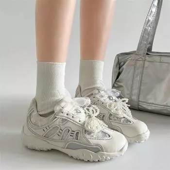 Fashion pearl casual versatile platform German training shoes women s 2025 new spring and autumn lightweight height-increasing Forrest Gump sports s 35 белый