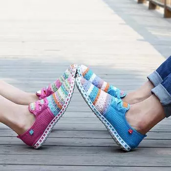 Fashion personality trend candy color couple shoes 2025 spring and summer new flying woven breathable low-top mesh casual shoes men 36