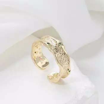 Fashion personalized bump wave ring opening adjustable green zircon ring Korean version ring jewelry fashion Opening adjustable