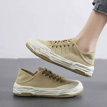 Fashion Platform Canvas Shoes for Women Sneakers New Spring Two Wears Ugly Cute Shoes Lazy Casual Board Shoes Color Matching Zapatillas 35