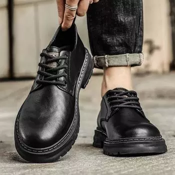 Fashion Platform Men s Classic Retro Patina Chelsea Boots Men British High Top Fashion Leather Ankle Boot Mens Casual Short Boots Shoes 39 чёрный