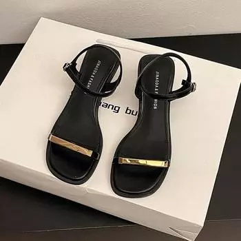 Fashion platform sandals for women s spring and summer new models with open-toed thin heels and one-button women s shoes trend 35