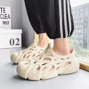 Модные сандалии на платформе, летние трендовые повседневные нескользящие сандалии, мужские летние износостойкие спортивные тапочки Baotou Outdoors 5.5 белый