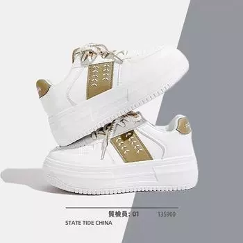 Fashion Platform Shoes for Women Lace Up Sneakers White Casual Shoes Tenis De Mujer Women s Vulcanized Shoes Autumn New 35 коричневый