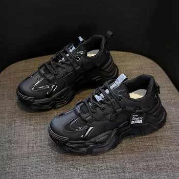 Fashion Platform Shoes for Women s Outdoor Lace-up Casual Shoes Breathable Chunky Sneakers Women Non Slip 35