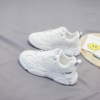 Fashion Platform Shoes Women Autumn Winter Fashion Sneakers White Wedges Walking Shoes Women s 2024 New Vulcanize Shoes Zapatos De Mujer 35 бежевый
