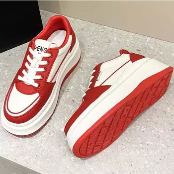 Fashion Platform Sneakers Womens Shoes 2024 New Spring Versatile Increase Leisure Sports Shoe High (5cm-8cm) Woman Designer Shoes 35 красный