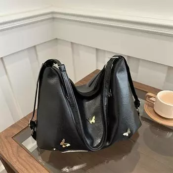 Fashion Pleated Butterfly Underarm Bag Summer Trend Shoulder Bag Simple Large Capacity Tote Bag коричневый