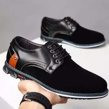 Fashion Plus Size 39-47 Men Shoes Faux Suede Leather Men s Casual Shoes Non-slip Hard-Wearing Walking Footwear 2024 New Erkek Ayakkab 39 чёрный