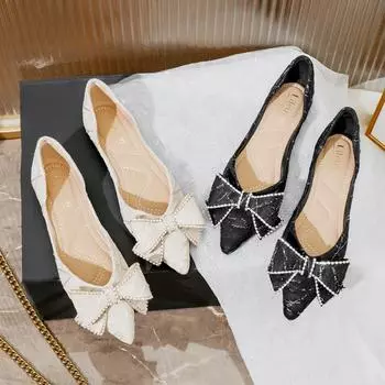 Fashion Plus Size New Flats Shoes for Women Spring Summer Fashion Sandals Beautiful Bowknot Loafers Girl Slip-on Casual Boat Shoes 35 хаки