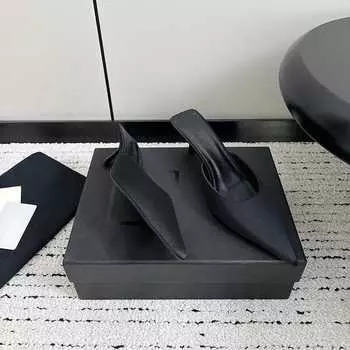 Fashion pointed high heels temperament outer wear single shoes fairy style versatile muller bag head slippers 2024 spring and autumn new 35