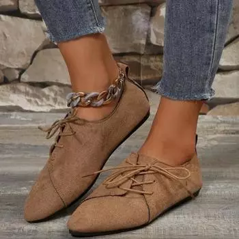 Fashion Pointed Shoes Female Shoes Daily Casual Classics Black Lace-Up Comfortable Flats Women s Flat Shoes 2025 Autumn 36 синий