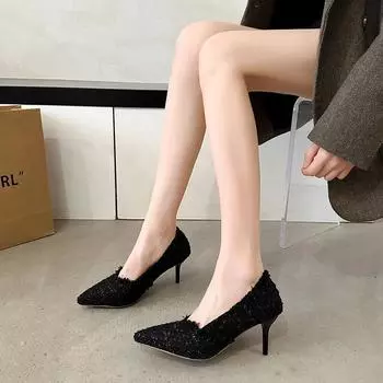 Fashion Pointed Toe High Heel Women Spring New Super High Heel Above Women s Pumps Sexy Thin Heel Black Party Shoes 35