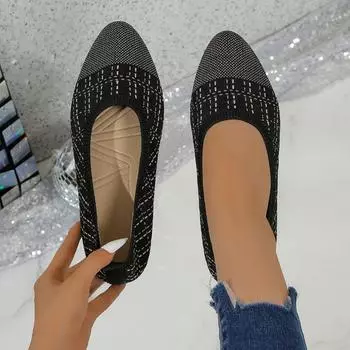 fashion Pointed Toe Spring/autumn Flats Mixed Colors Slip-on Shoes Female 2024 Hot Sale Shallow Concise Flats Sapatos Baixos Femininos 36 чёрный