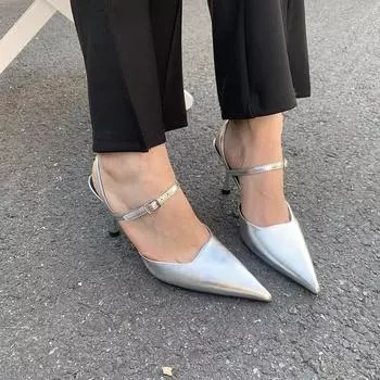 fashion Pointed Toe Women Sandals 2024 New Arrivals Fashion Dress Shoes Stiletto Thin High Heels Party Pumps Dress Shoes 2024 News 5.5 чёрный