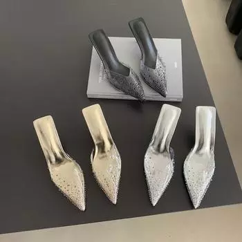 Модные женские туфли-лодочки с острым носком, новинка 2024 года, туфли-лодочки для вечеринок, черные, золотые, серебряные, сексуальные туфли-лодочки, свадебные туфли, туфли-лодочки, размер 35-39 5.5 чёрный