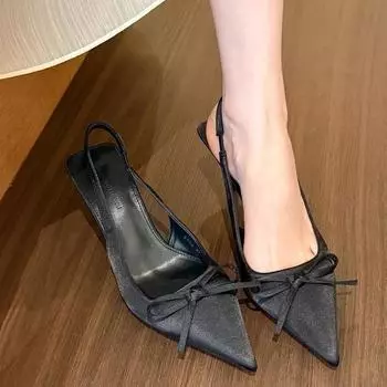 Fashion pointed tow women s shoes 2025 new summer simple and versatile women s sandals elegant temperament high-heeled shoes 35