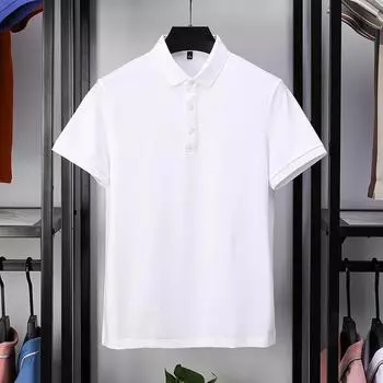 Модная рубашка поло среднего возраста, мужская футболка с короткими рукавами, мерсеризованная хлопковая футболка с жемчугом, летняя повседневная деловая футболка с лацканами M