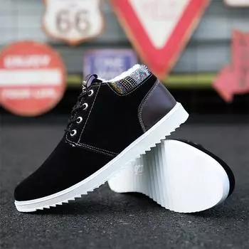 Fashion Popular Male footwear antumn winter fashion Casual Shoes for Men adults comfortable senior suede black male sneakers886 6.5 чёрный