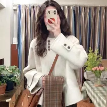 МОДА премиум-дизайн бежевое шерстяное пальто женское весна и осень новый маленький свободный и тонкий короткий топ Одежда S абрикосовый