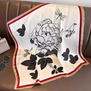 Fashion Print Silk Satin Square Scarf Foulard Female Neckerchief Women Fashion Hairbands Bandana Headband Accessories 70x70cm