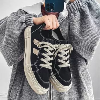 Модные повседневные туфли с принтом для мужчин, черные дизайнерские уличные кроссовки для скейтбординга для мужчин, на толстой подошве, с низким верхом, на шнуровке, вулканизированные туфли 39