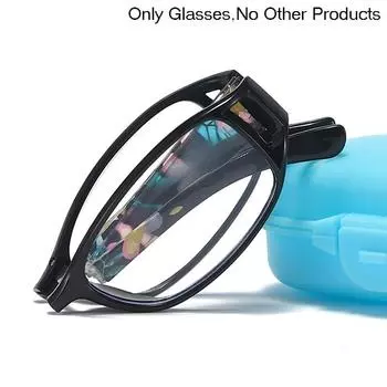 Fashion Printing Folding Reading Glasses Women Men Anti-Blue Light Portable Magnifying Presbyopia Eyeglasses + 100 degrees