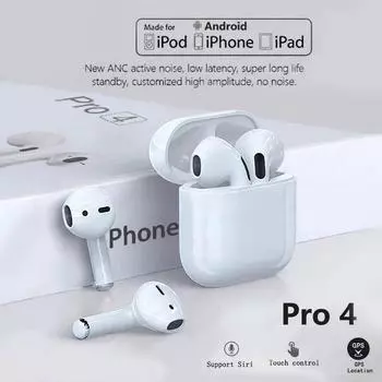 Fashion Pro 4 TWS Беспроводные наушники Bluetooth 5,0 Наушники-вкладыши Игровая гарнитура для наушников Xiaomi IPhone белый