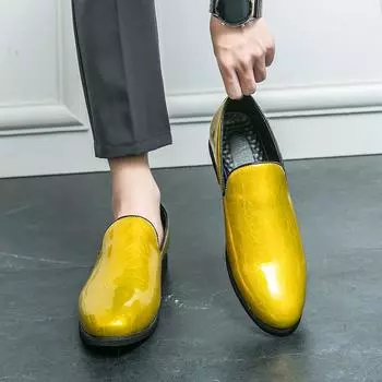 Fashion PU Leather Fashion Club Shoes Men Male Comfortable Coiffeur Shoe All-match Mens Slip on Footwear Luxury Brand Mens New Loafers 38 синий