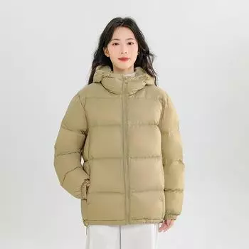 FASHION пуховик женский короткий с капюшоном 2024 зимняя новинка 90 г. Белый утиный пух утолщенный свободный куртка для пары мужская одежда S темно серый