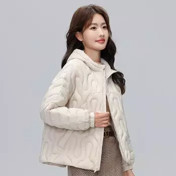 FASHION пуховик женский новый тонкий с капюшоном модный облегающий 90 белый утиный пух свободный темперамент повседневная теплая куртка одежда M серый