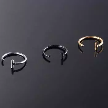 Fashion Punk Stainless Steel 1PC Women men Body Jewelry Fake Piercing Fashion Lip Nose Ring Hoop Septum Rings Lip Ring 0.8*10 серебряный