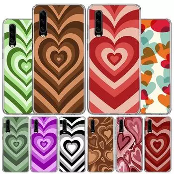 Fashion Purple Heart Swirl Circle Cover Phone Case For Huawei P30 P20 P10 P40 P50 Pro Mate 20 40 30 10 Lite Popular Fundas Art G Huawei P30