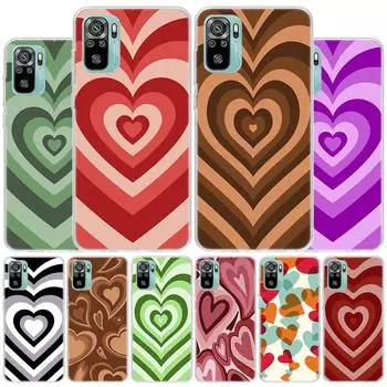 Fashion Purple Heart Swirl Circle Cover Phone Case For Xiaomi Redmi Note 10 Pro Max 10S 9 9S 9T 8 8T 11T 11S 11 5G 11E 7 6 5 4X Redmi Note 10S