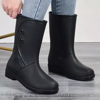 Fashion Rain Boots Women s Summer Waterproof Mid-Tube Low Heel Non-Slip Outdoor Fashion Car Wash Kitchen Work Rain Boots Size 36-40 36 фиолетовый