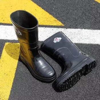 Fashion rain shoes men s medium tube non-slip waterproof shoes new fashion outdoor water boots warm kitchen rubber shoes men s fashion 39 чёрный