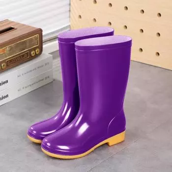 Fashion rain shoes women s high tube PVC rain boots four seasons rain shoes cleaning workshop vegetable market waterproof boots water shoes 36