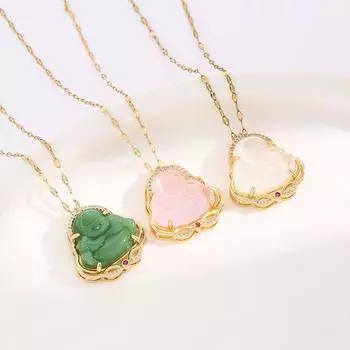 Fashion Retro Classic Versatile Synthetic Gems Pendant Jewelry Luck Accessories For Daily Wear Gift For Friends Necklace 1pc Women зелёный