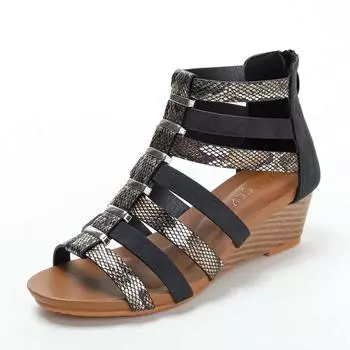 fashion Retro Hollow out Roman Sandals for Women s New Style Wedge Heel Round Toe Open Toe Comfortable Fashion Sandals Large 36 бежевый
