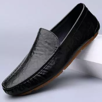 Модные ретро кожаные повседневные туфли мужские слипоны ручной работы повседневные кроссовки мужские модные нескользящие прогулочные туфли мужские мокасины 37 чёрный
