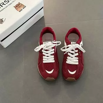 Fashion retro lightweight thick sole inner height increase women s summer new round head sports and leisure shoes 35