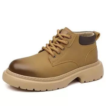 Fashion Retro Luxury Cowhide Platform Boots for Men Fashion Soft-soled Men s Leather Shoes Designer Autumn Winter Ankle Work Boots Men 38