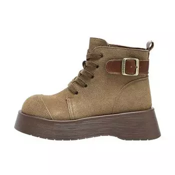 Fashion retro Martin boots buckle lace-up platform short boots high-top legs long new autumn women s shoes 35