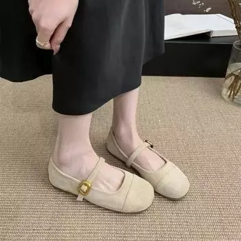 Fashion Retro Mary Jane Shoes Women Tabi Ballet Flats Suede Girl Style Moccasin Casual Barefoot Mujer Lolita Shoes Lolita Shoes 35 абрикосовый